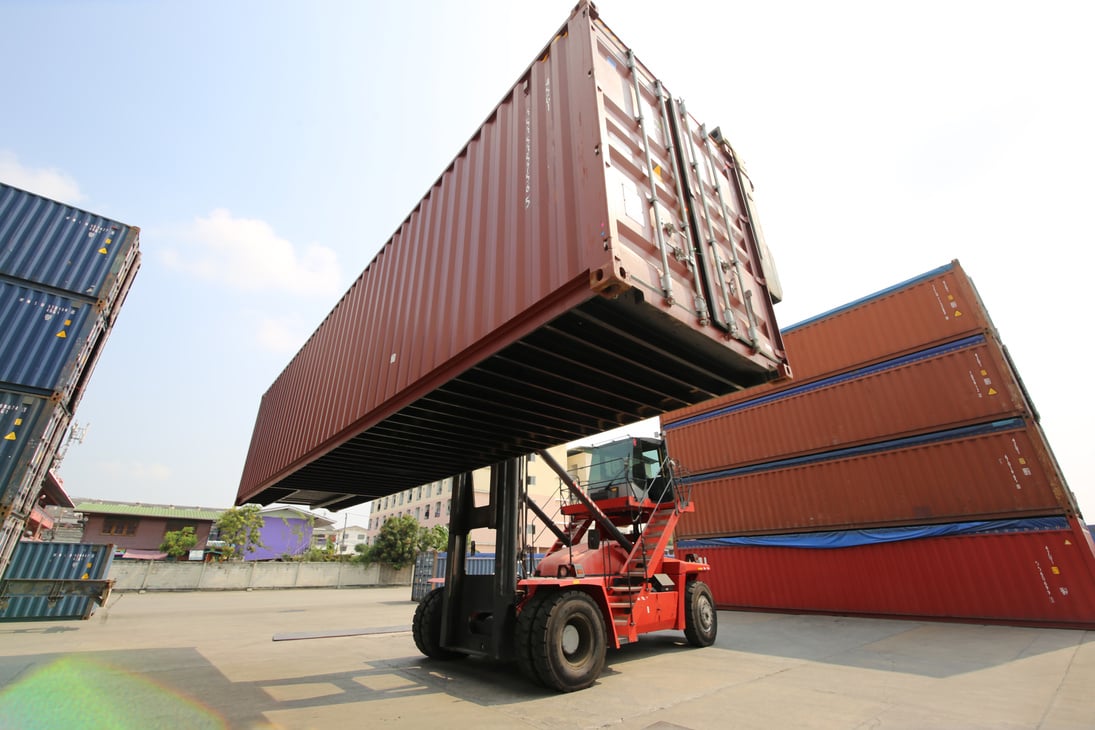 Tractor Lifting Container Van Outdoors